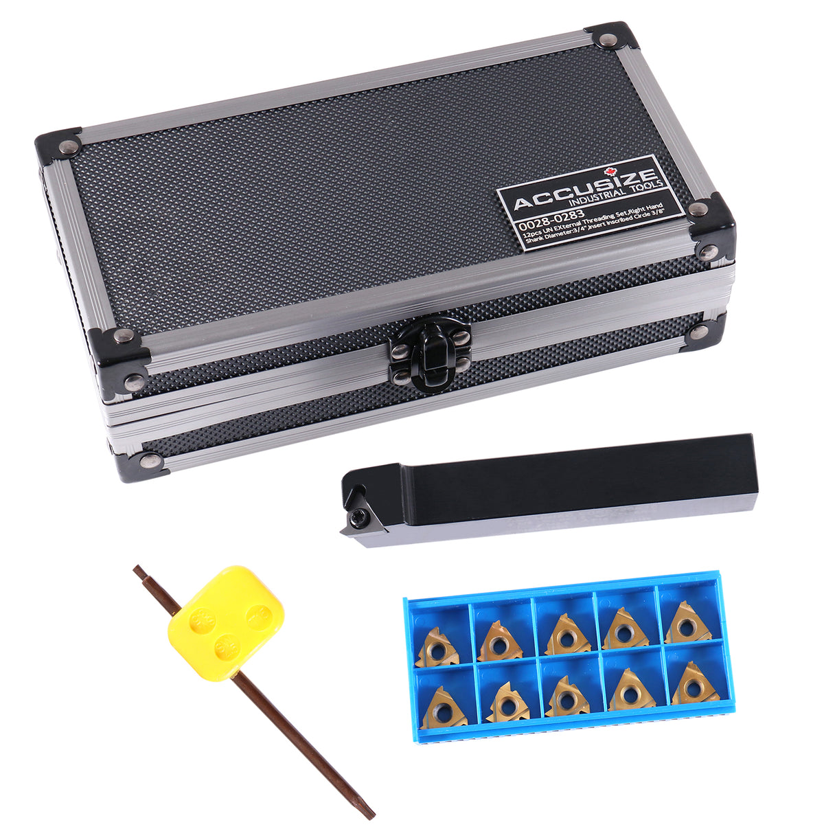 3/4'' Shank Indexable Thread Tool Set, 12Pcs Un External Thread Right, 0028-0283