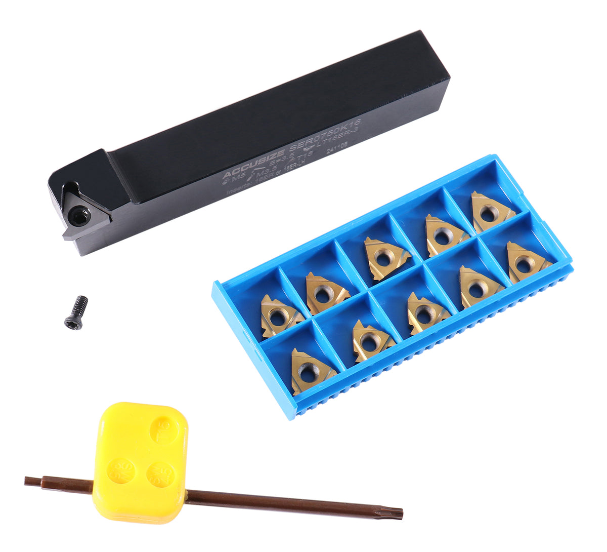 3/4'' Shank Indexable Thread Tool Set, 12Pcs Un External Thread Right, 0028-0283