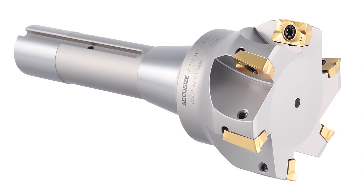 2-1/2'' Cutting Diameter by 6-1/8'' Oal 90 Degree R8 Shank Indexable End Mill with 6 Apkt1604 Carbide Inserts, 0028-6907