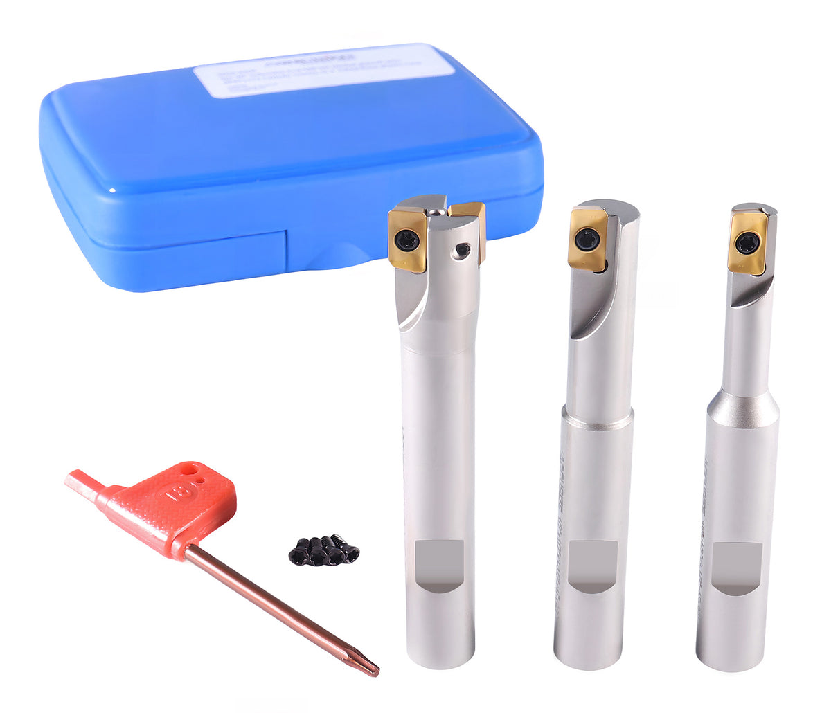 3 Pc 90 Degree Indexable End Mill Set with Apkt11t3 Inserts, Cutter Diameter Includes 3/8'', 1/2'' and 5/8'', 0028-8308