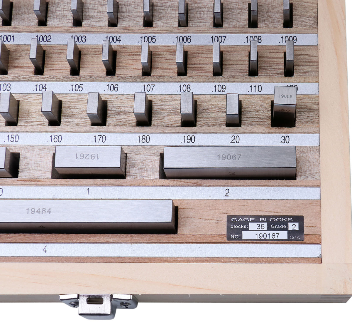 36 Pc Steel Gage Block Set, Grade As-2 Asme B89.1.9-2002, with Mfg Certificate, 0036-6001