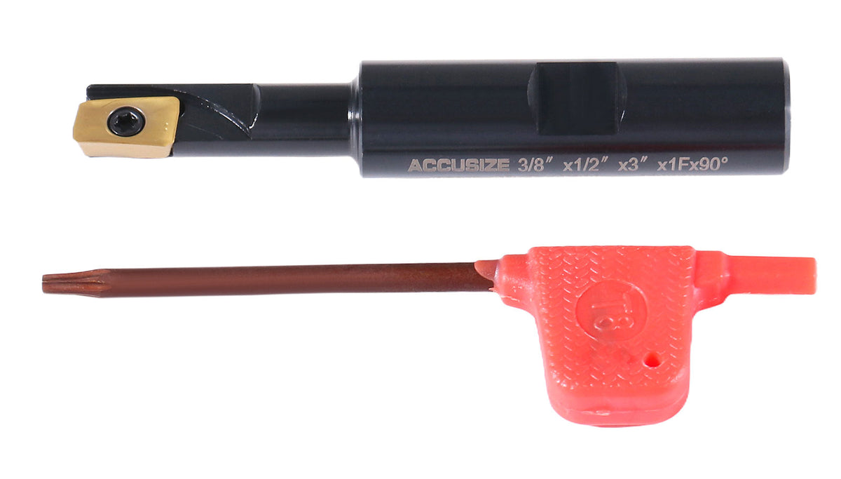 '- 3/8'' 90 Deg Square Shoulder Indexable End Mill with 3'' Overall Length, Apkt11t3 Carbide Inserts, 1 Flute, 0056-0912