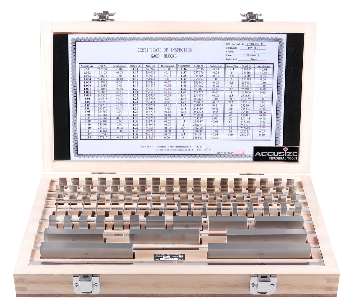 87 pc Metric Gage Block Set, Grade 0 to 2, DIN861 Germany Standard with MFG's Certificate