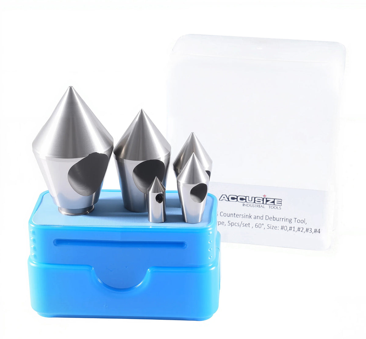 0 Flute H.S.S. Countersink & Deburring Tool Set, Pilotless Type, 5 pcs/set