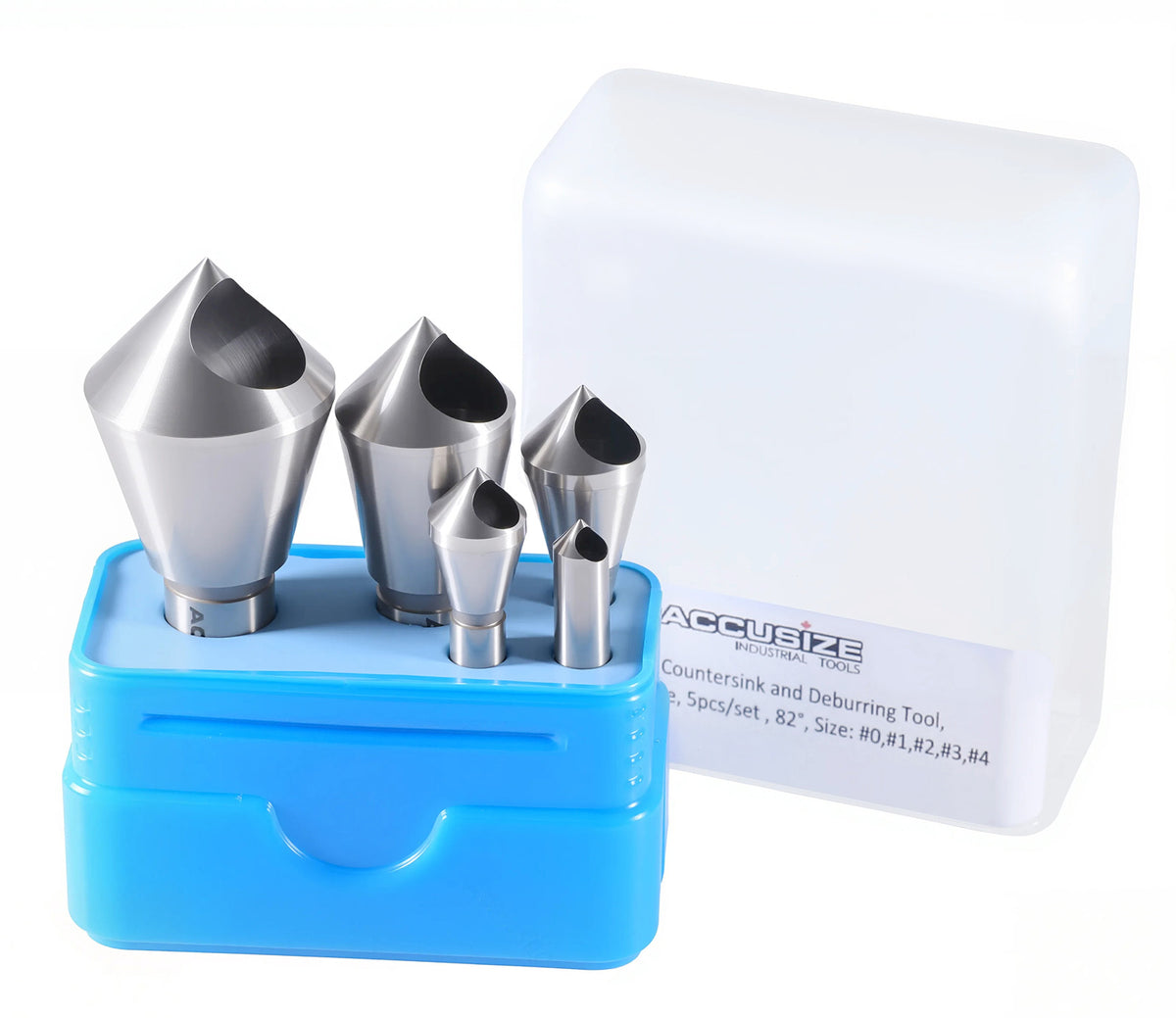 0 Flute H.S.S. Countersink & Deburring Tool Set, Pilotless Type, 5 pcs/set