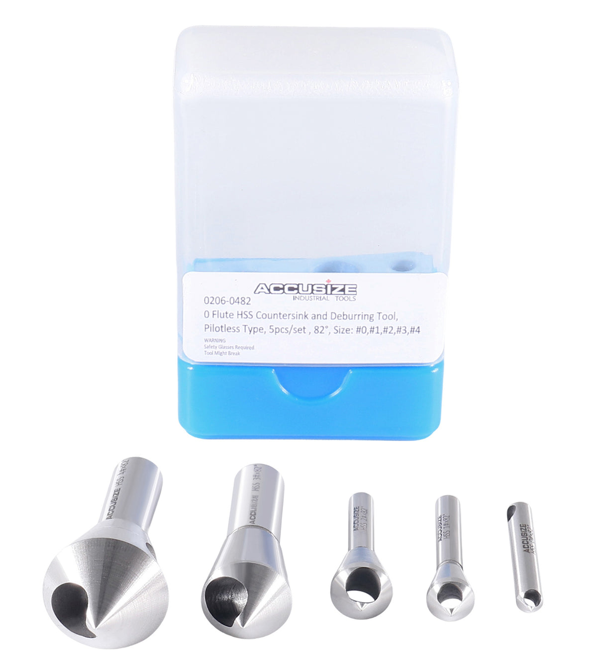 0 Flute H.S.S. Countersink & Deburring Tool Set, Pilotless Type, 5 pcs/set