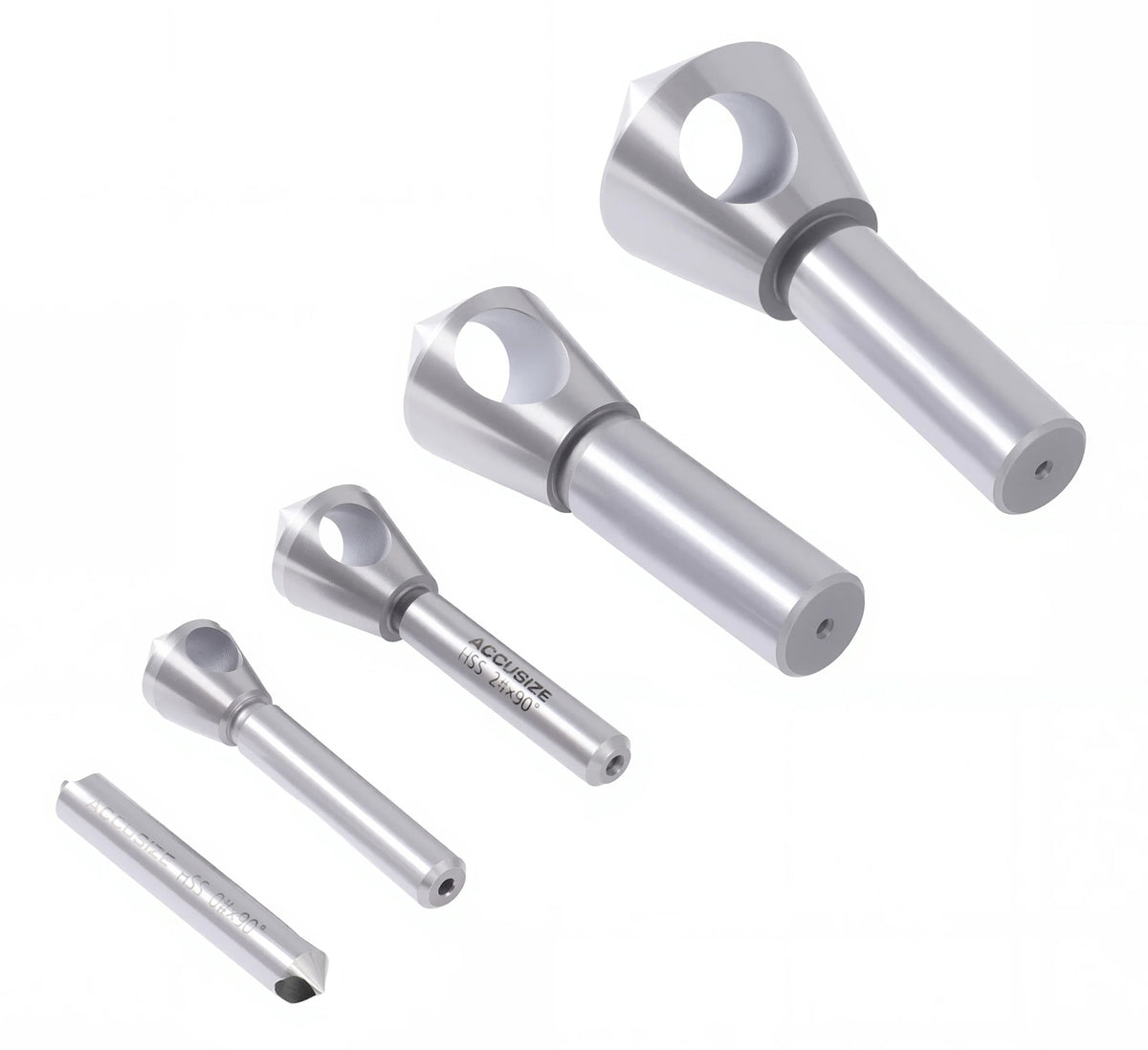0 Flute H.S.S. Countersink & Deburring Tool Set, Pilotless Type, 5 pcs/set