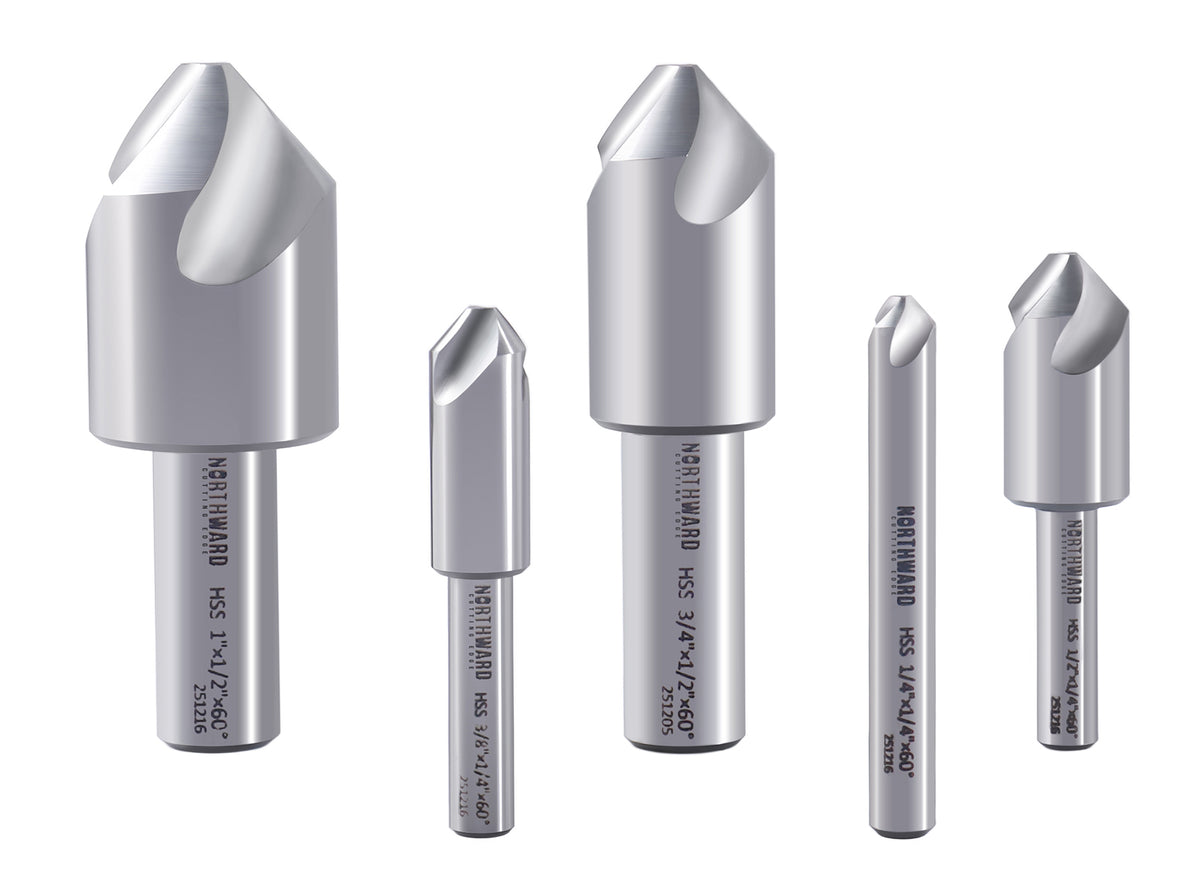 Northward Cutting Edge 5pcs/Set 60 Deg 3-Flute HSS Countersink Set, 0206-3060