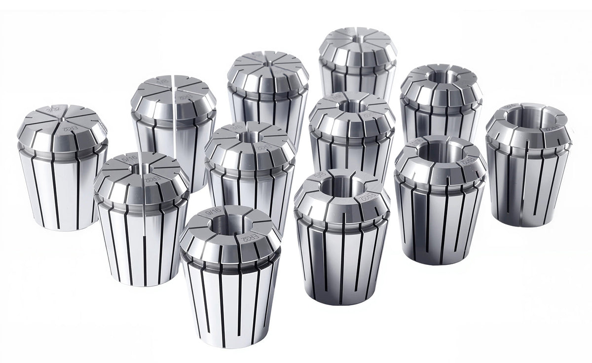 12 Pc Er-32 Collet Set Plus 1 Pc R8 Bridgeport Shank Holder and a Wrench in Fitted Box, 0223-0974