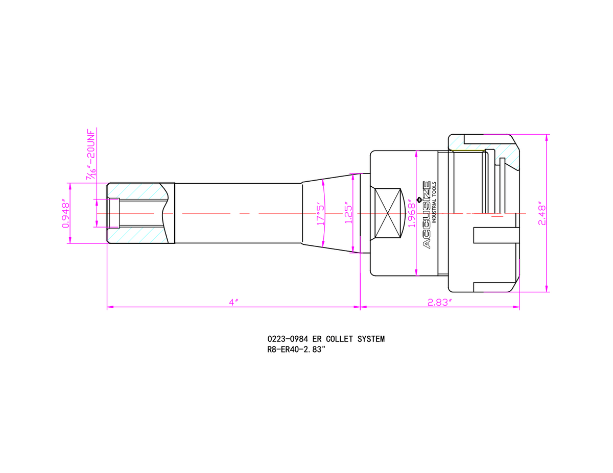 0223-0984, ER-40 R8 x 4" 15 ps/set ER Collet System
