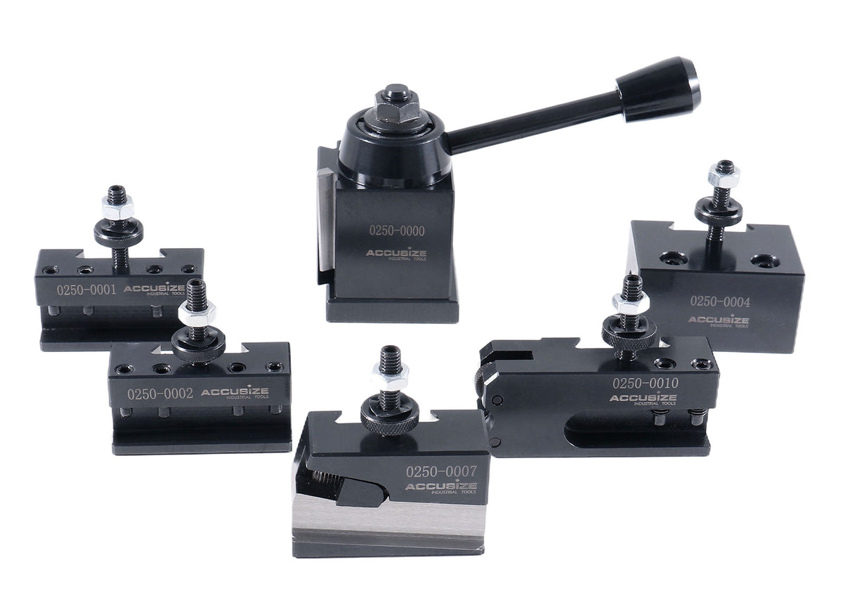 Oxa Wedge Type Quick Change Tool Post, for Lathe Swing 6'' - 9'', 6 Pcs/Set, for Mini Lathe, 0251-0000