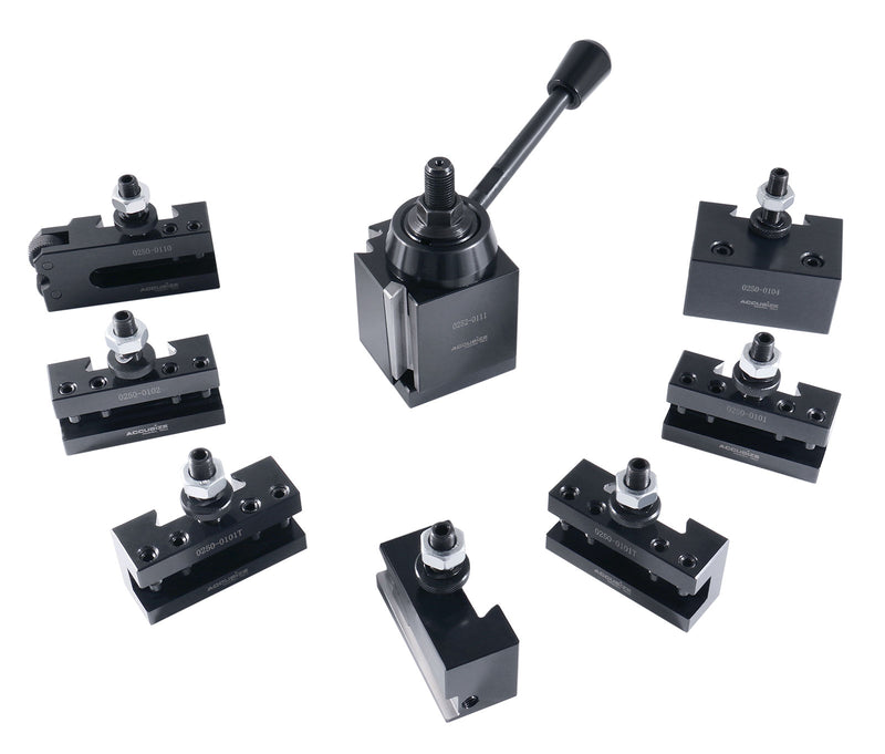 Axa 8 Pc Wedge Type Quick Change Tool Post Set Including 2 Pcs Oversize Axa Style 1 Turning and Facing Holders, 0251-0118