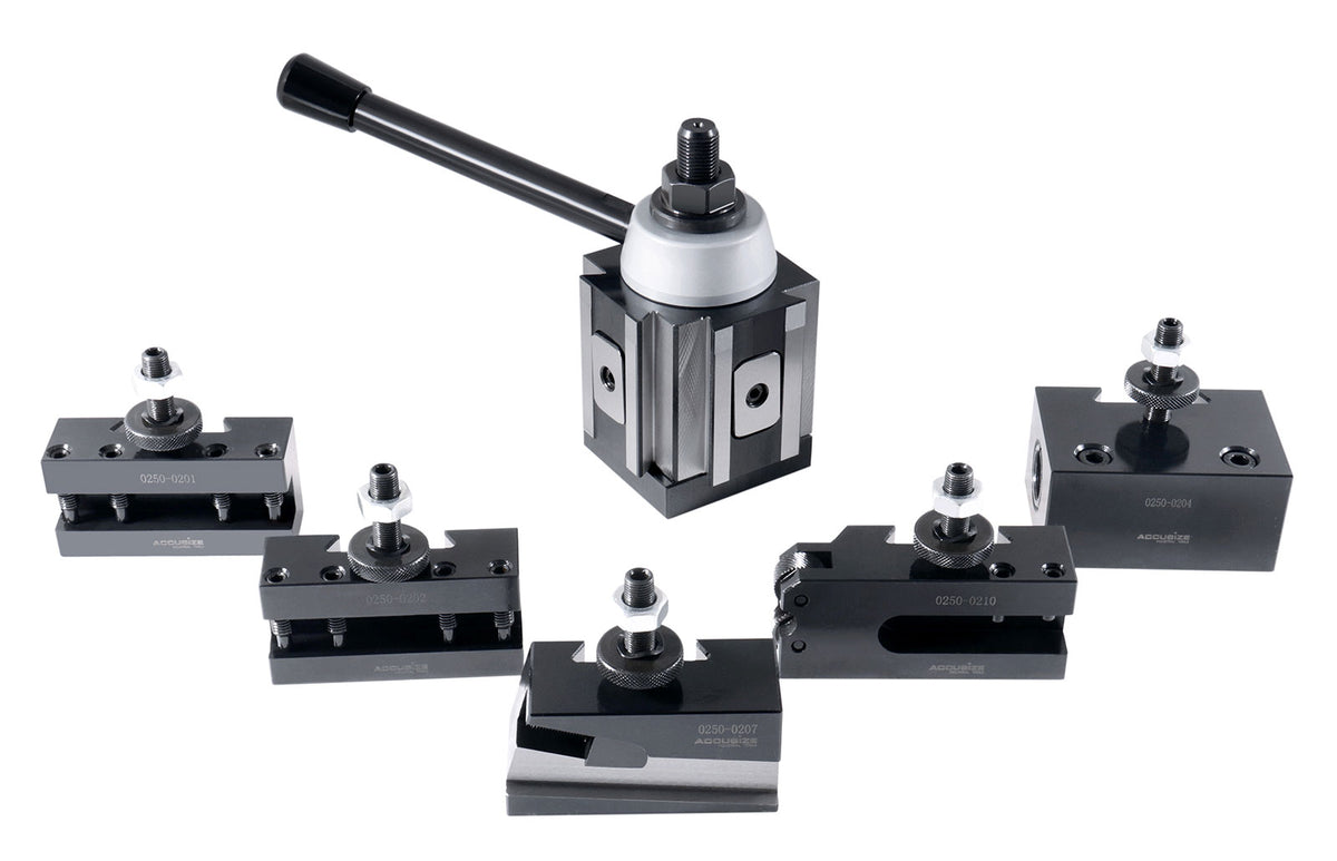 Style Bxa Piston Type Quick Change Tool Post Set with 6 Pcs Tool Post Holders, 0251-0200