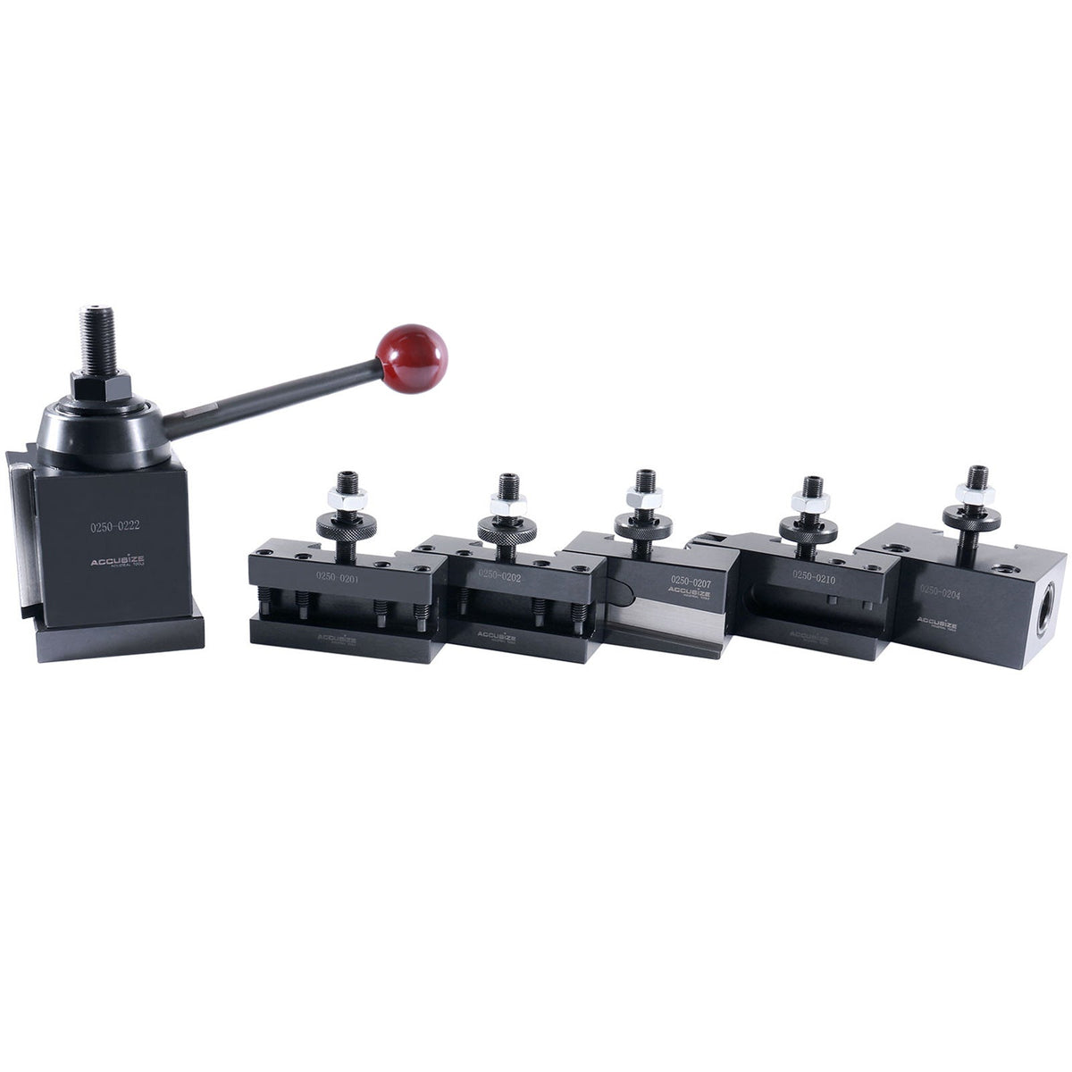 6-Piece BXA Wedge Type Quick Change Tool Post Set for 10-15'' Lathe Swing, Durable Steel Construction, 0251-0222