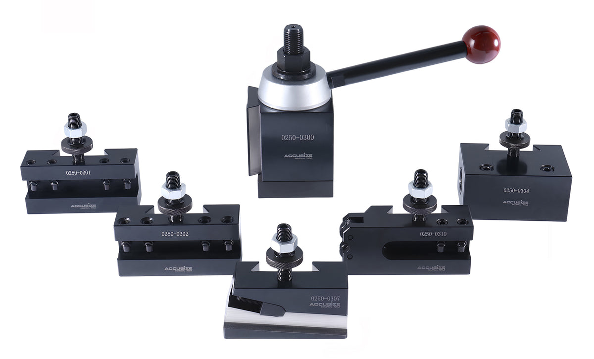 Cxa Style Piston Type Quick Change Tool Post Set with 6 Pcs Tool Post Holders, 0251-0300