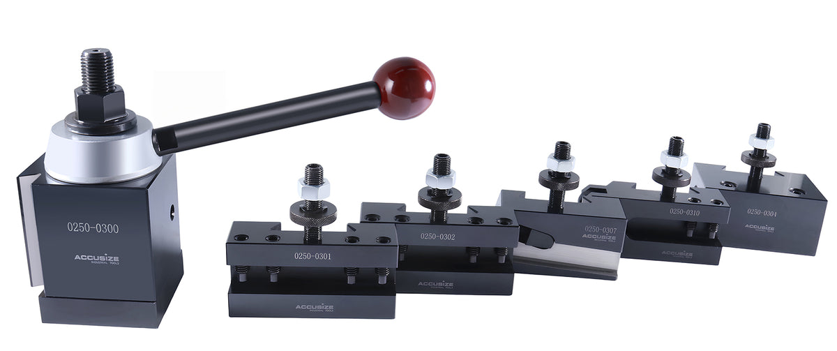 Cxa Style Piston Type Quick Change Tool Post Set with 6 Pcs Tool Post Holders, 0251-0300