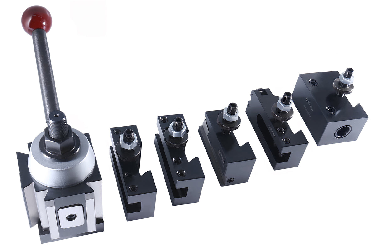 Cxa Style Piston Type Quick Change Tool Post Set with 6 Pcs Tool Post Holders, 0251-0300