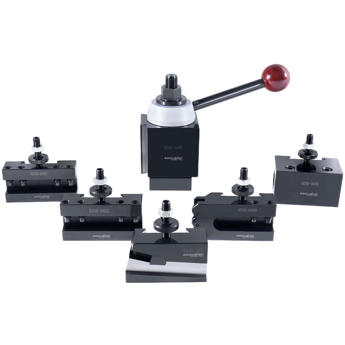Ca Style Professional Piston Type Quick Change Tool Post Set with 6 Pcs Tool Post Holders, 0251-0400
