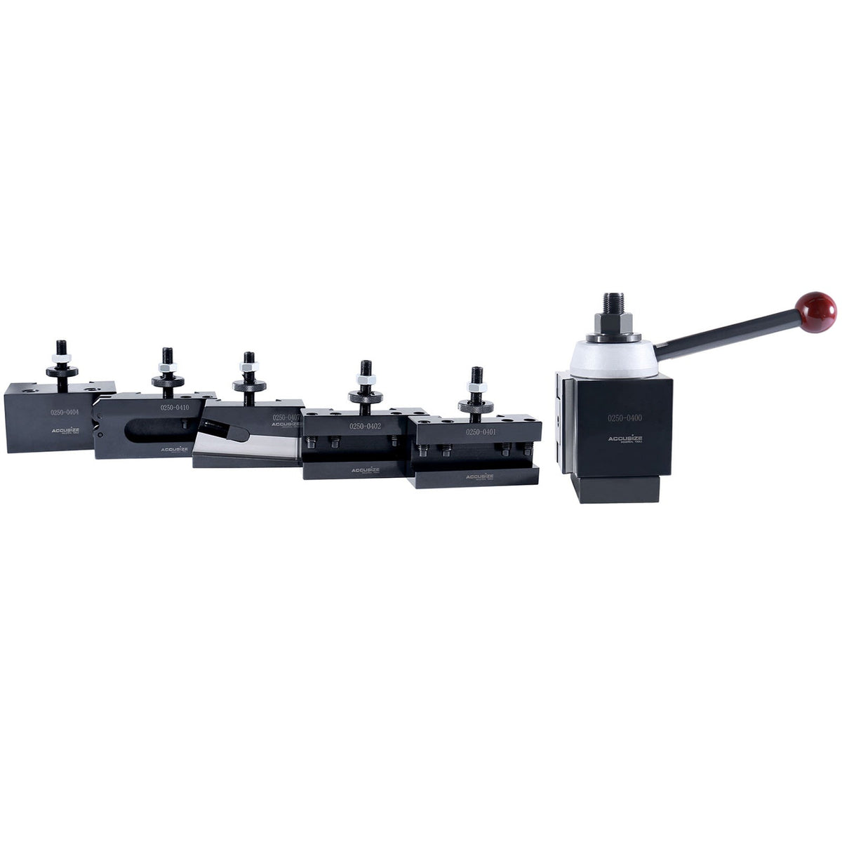 Ca Style Professional Piston Type Quick Change Tool Post Set with 6 Pcs Tool Post Holders, 0251-0400