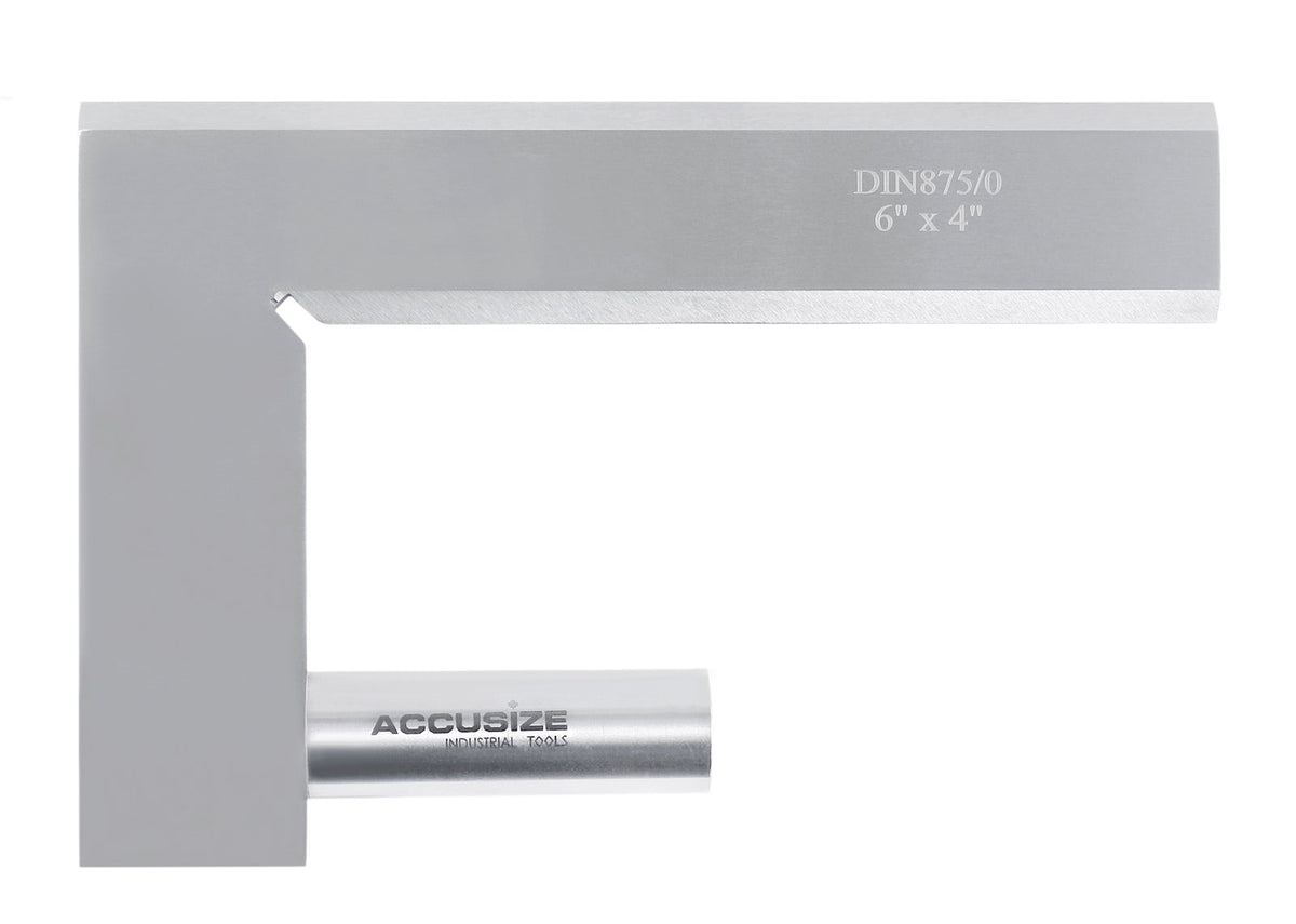 Precision Bevel Edge Blade Machinists Square, 6'' Blade by 4'' Beam, Grade 0, Din 875, 0303-6203