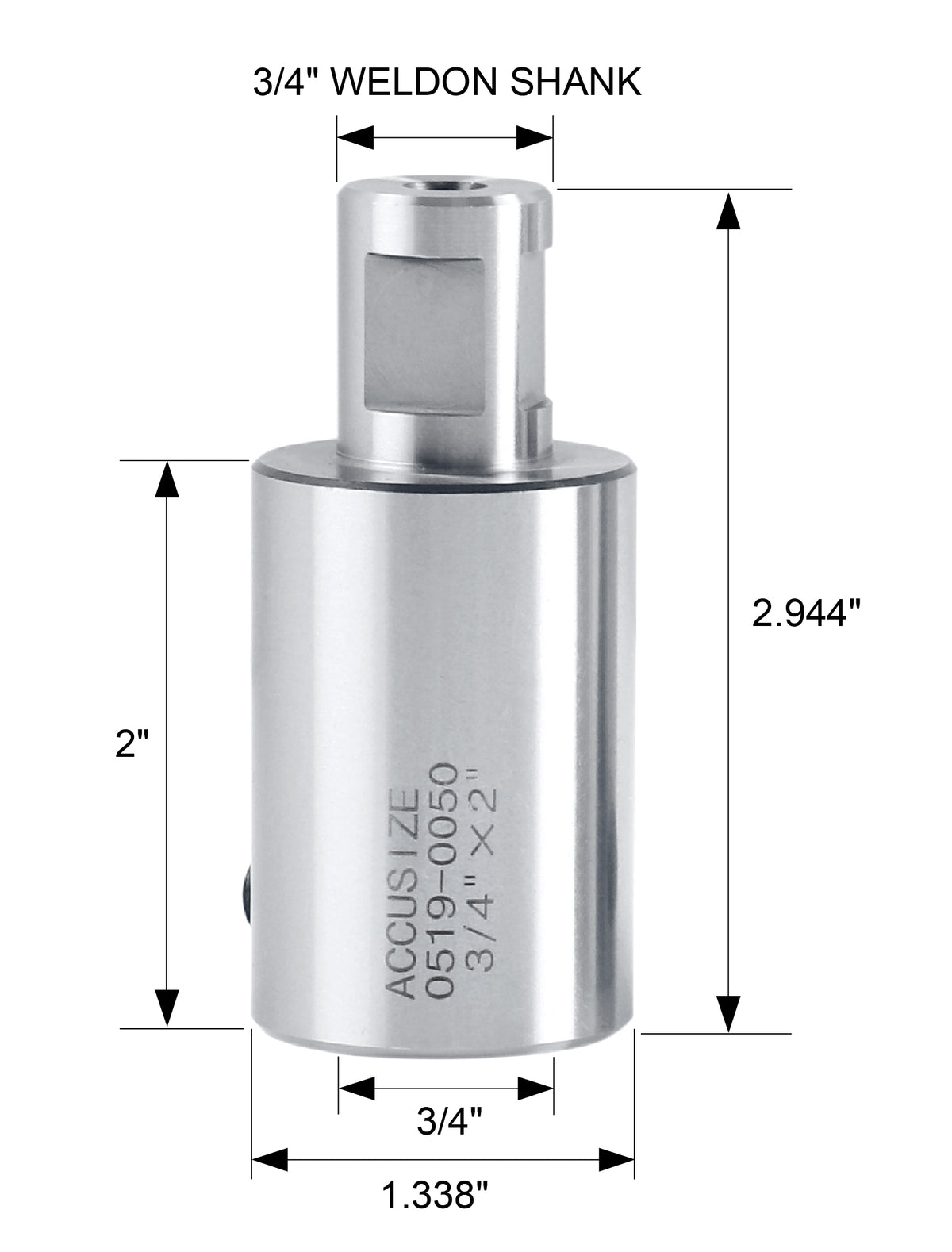 Adaptateur de coupe annulaire à tige Weldon 3/4 po, 2", 3", 4", etc.