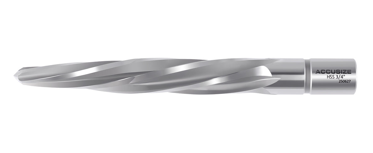 3/4'' H.S.S. Aligning Reamer with 3/4'' / 0.75'' Weldon Shank, Spiral Flute, 0521-0034