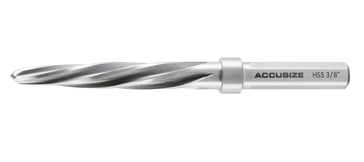 High-Speed Steel Spiral Flute Aligning Reamer, 3/8" Cutting Diameter, 3/8" Shank Diameter, 0522-0038