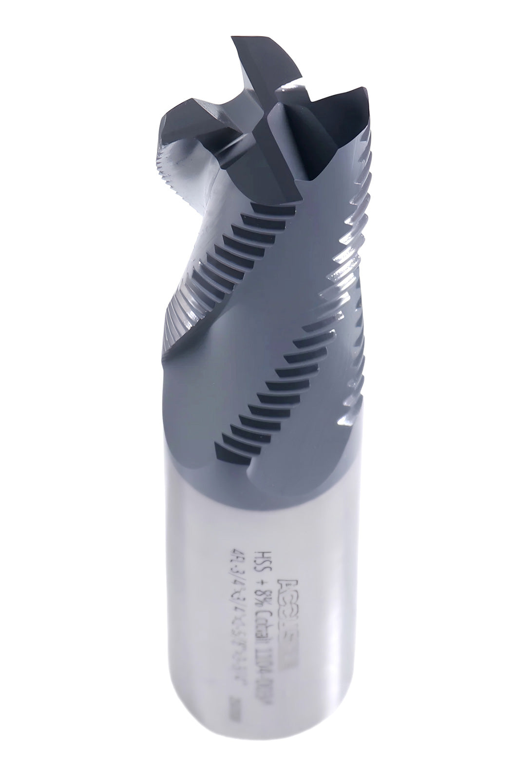 3/4'' Fine Tooth M42 8% Cobalt Tialn Roughing End Mill, 3/4'' Shk Dia, 1-5/8'' Flute Length, 3-3/4'' Oal, 4 Flute, 1104-0034