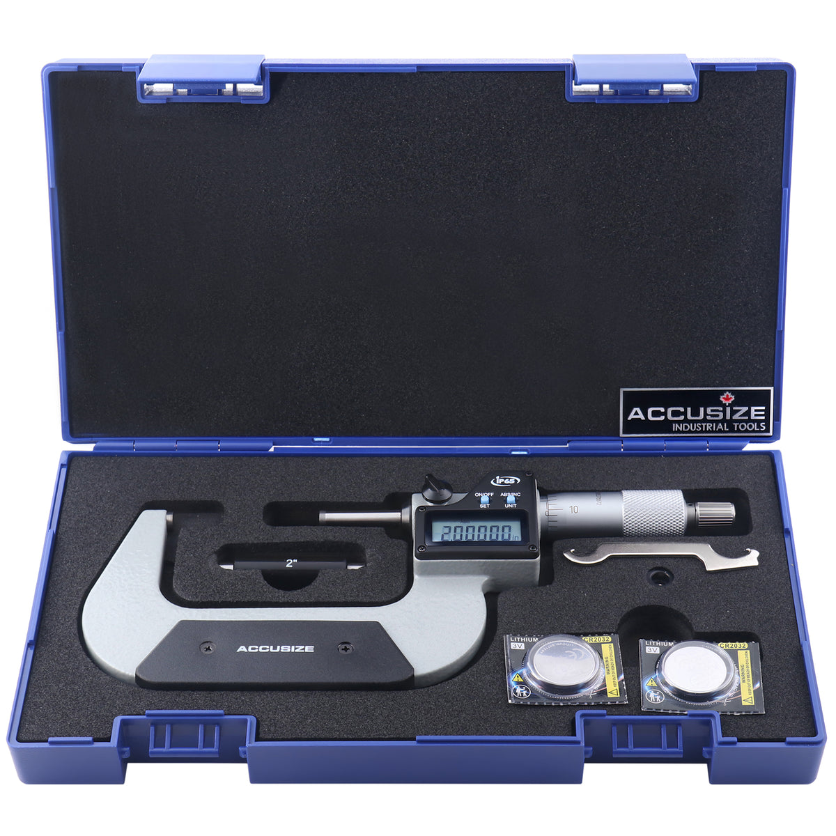 Accusize Digital Micrometer, 2-3 in/50-75 mm, IP54, 1322-3534