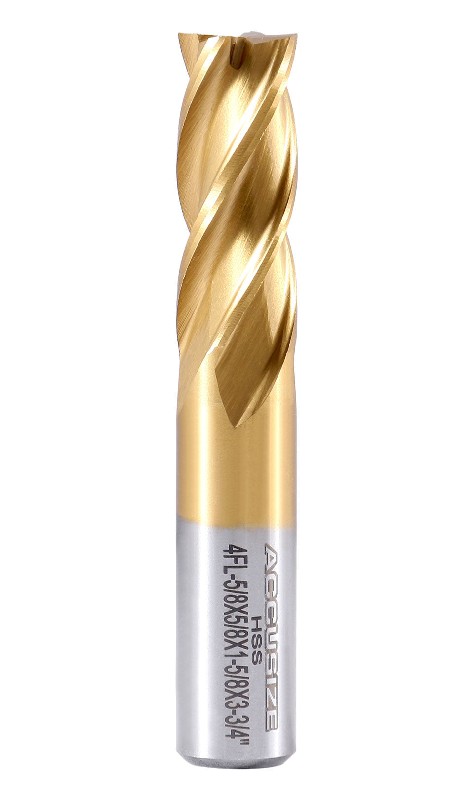 5/8'' Dia, 5/8'' Shk Dia, 1-5/8'' Flt Length, 3-3/4'' Oal, H.S.S. Finishing, Tin Coating End Mill, 1400-3213