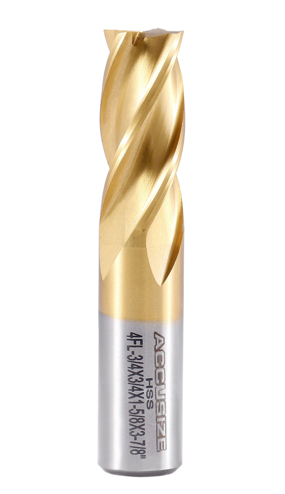 3/4'' Dia, 3/4'' Shk Dia, 1-5/8'' Flt Length, 3-7/8'' Oal, H.S.S. Finishing, Tin Coating End Mill, 1400-3217