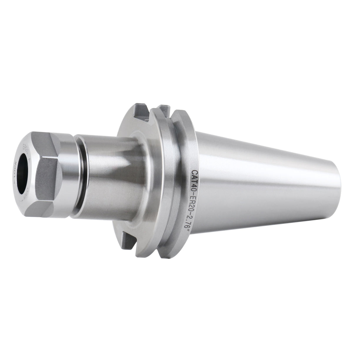Cat40 V-Flange Collet Chuck for Er20 Collets, Draw Bar Thread 5/8-11'', 8000 RPM, with A Projection Length 2.76'', 1601-0025