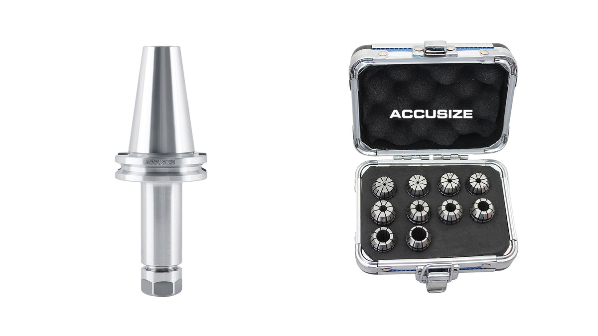 8000 Rpm, Cat40-Er16 V-Flange Collet Chucks, Projection Length 4'' plus 10 Pcs Metric Er16 Collets 1 mm to 10 mm by 1 mm