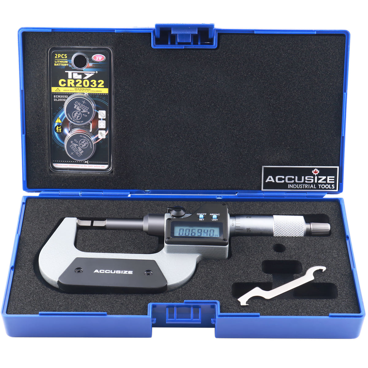 0-1''/0-25 mm by 0.00005''/0.001 mm Electronic Digital Blade Micrometer, 2312-1010