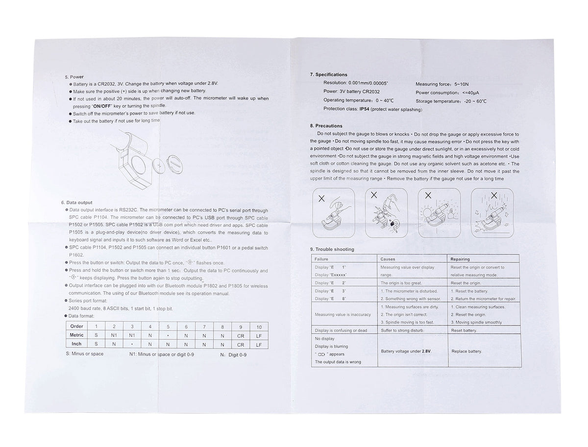 2-3''/50-75mm by 0.00005''/0.001mm Electronic Digital Blade Micrometers, Metric/Imperial, mm/inch, 2312-3010