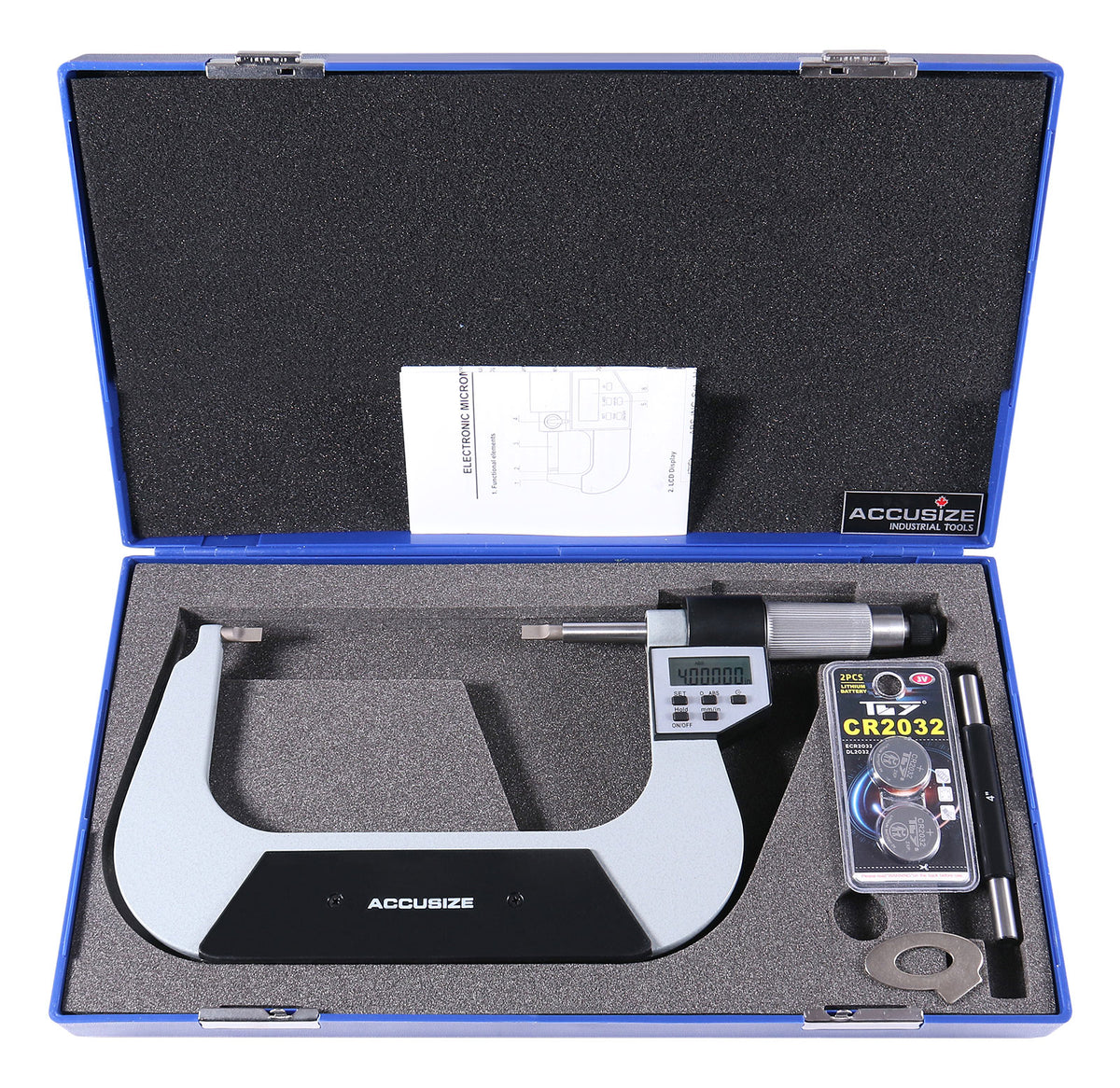4-5'' by 0.00005'' Blade Electronic Digital Micrometer Abs/Inc Interchangeable, 2312-5010