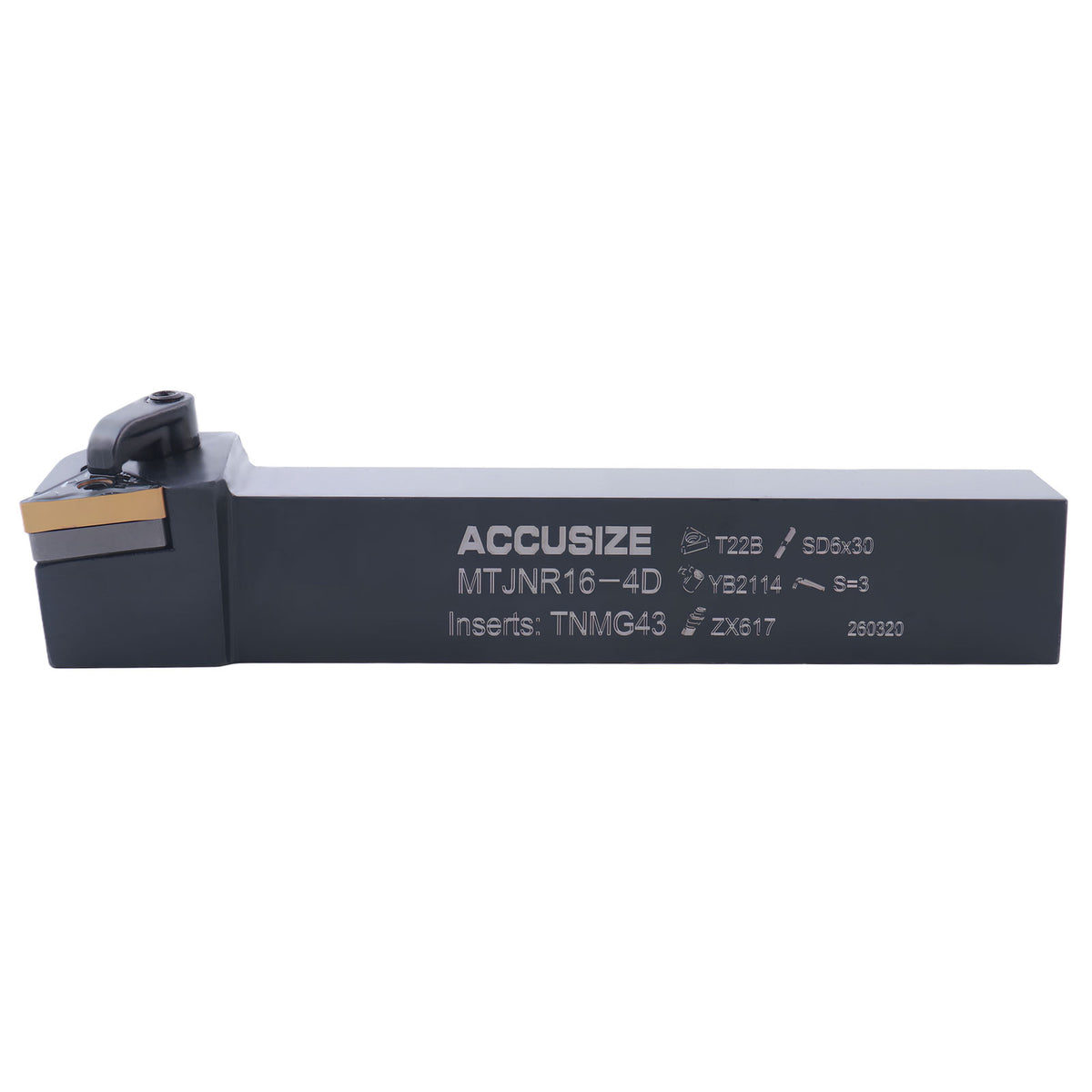 MTJNR16‑4D Turning Tool Holder, Right Hand, 1" Shank x 6" OAL, Includes TNMG432 Carbide Insert, 2312-5012