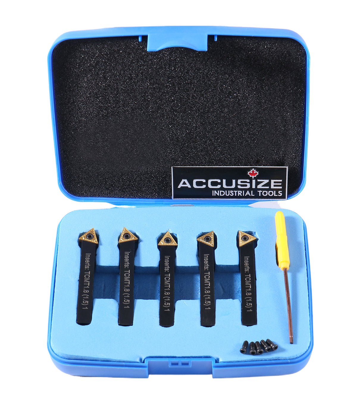 1/4'' by 2'' Oal 5 Pc Indexable Turning Tool Set with Tcmt1.8(1.5) Carbide Inserts, 2380-5022