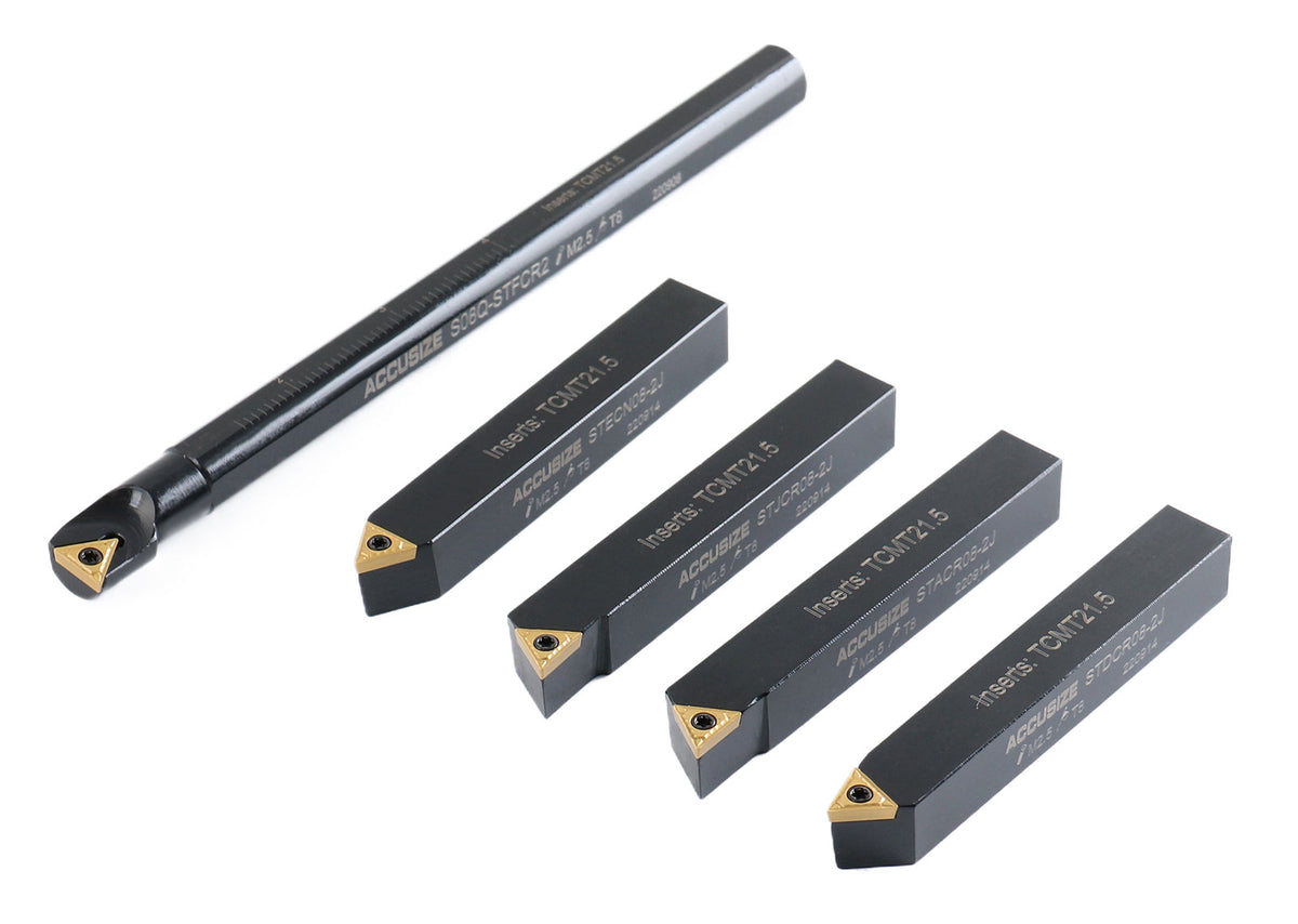 1/2" 5 pc/set Indexable Turning Tool Set (4 Pc Turning + 1 Pc Boring), 2386-0012