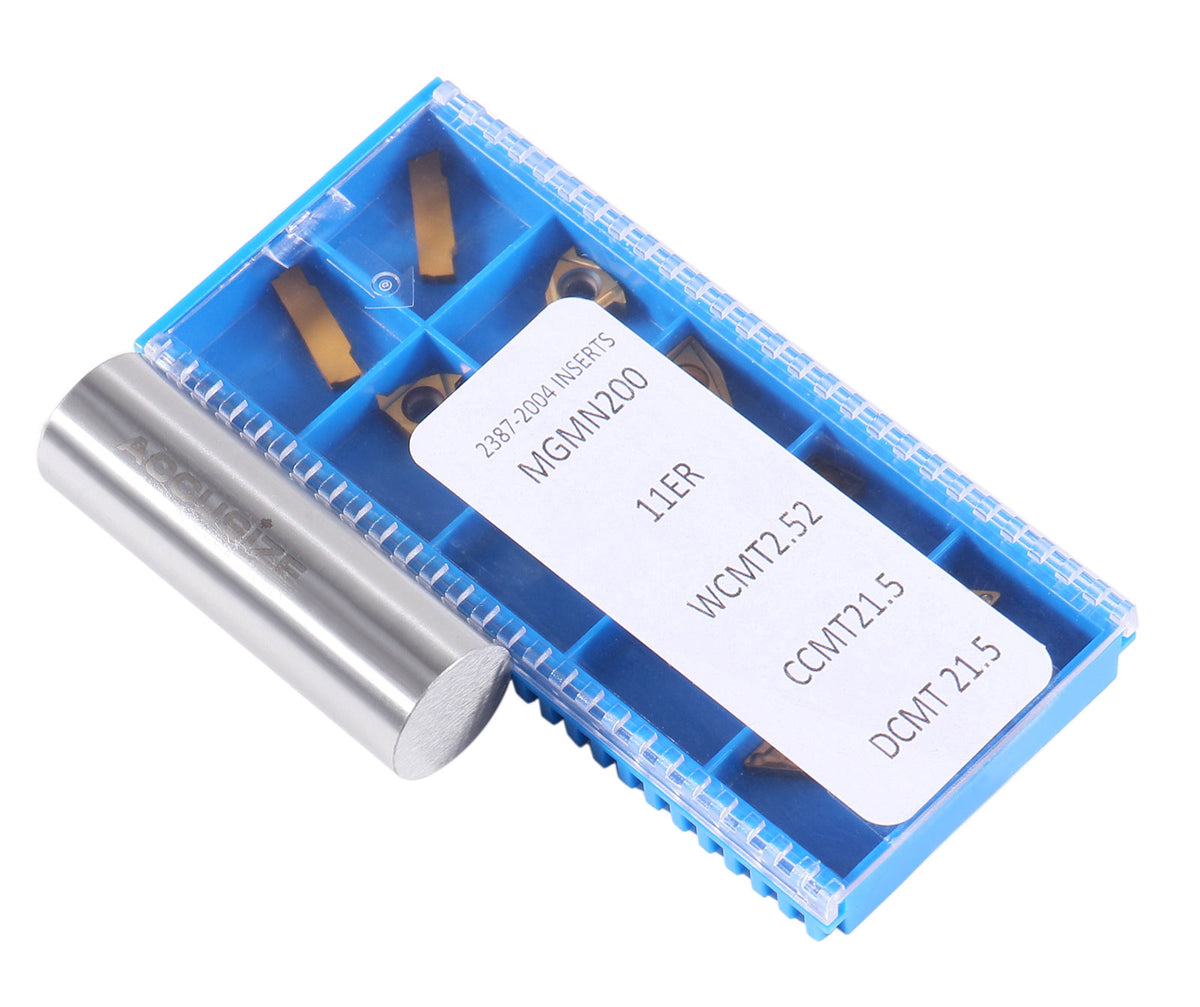 2 pièces de chaque type d'inserts en carbure pour les jeux d'outils de tournage en carbure Accusize 7ps indexables, enduit CVD et revêtu d'étain, total de 10 pièces