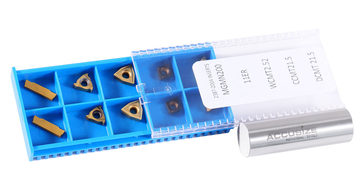 2 pièces de chaque type d'inserts en carbure pour les jeux d'outils de tournage en carbure Accusize 7ps indexables, enduit CVD et revêtu d'étain, total de 10 pièces