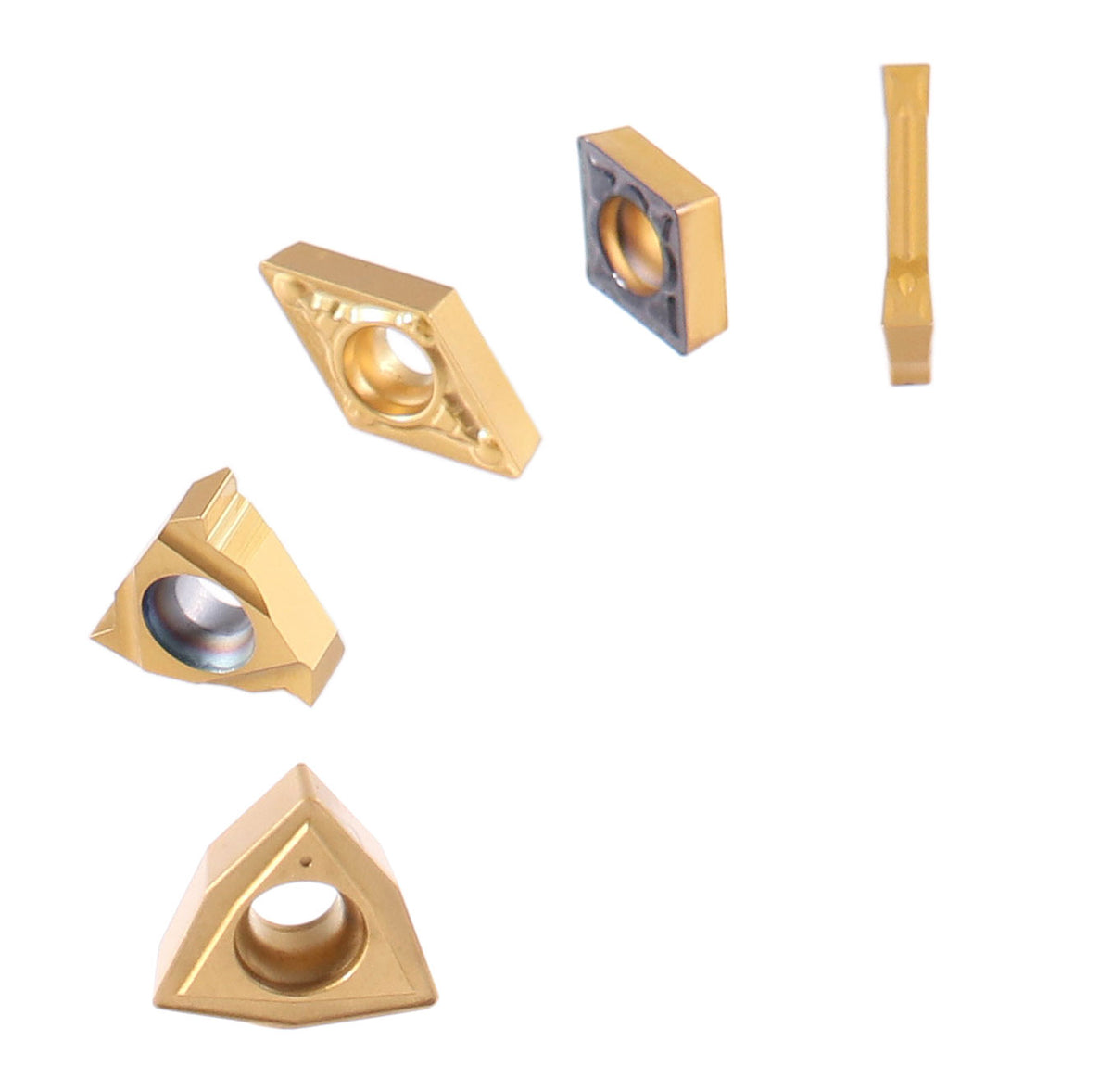 2 pièces de chaque type d'inserts en carbure pour les jeux d'outils de tournage en carbure Accusize 7ps indexables, enduit CVD et revêtu d'étain, total de 10 pièces