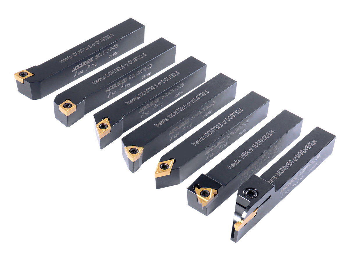 5/8'' Shank 7 Pc Indexable Carbide Turning Tool Set in Fitted Box, 2387-2005
