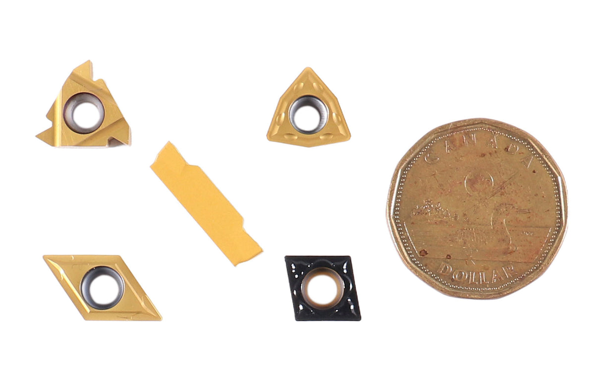 2 pièces de chaque type d'inserts en carbure pour les jeux d'outils de tournage en carbure Accusize 7ps indexables, enduit CVD et revêtu d'étain, total de 10 pièces