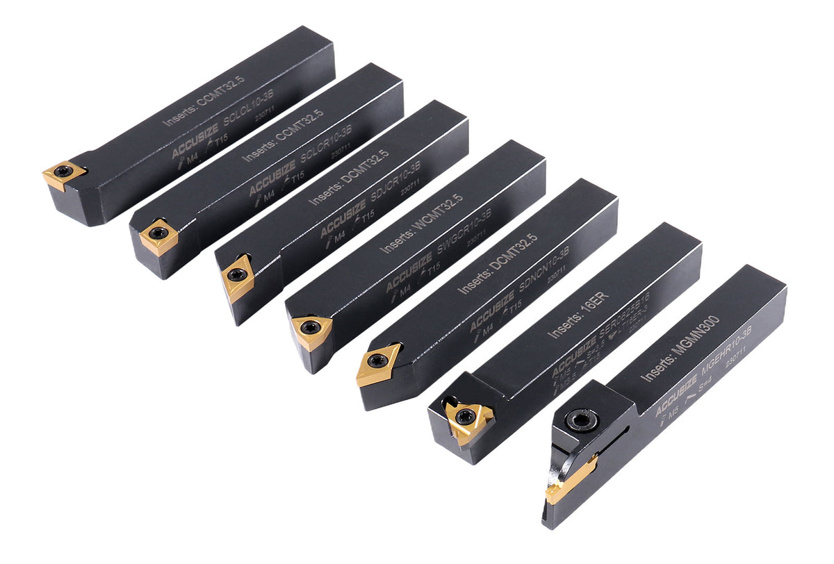7 pcs Outils de tournage en carbure indexables avec inserts supplémentaires