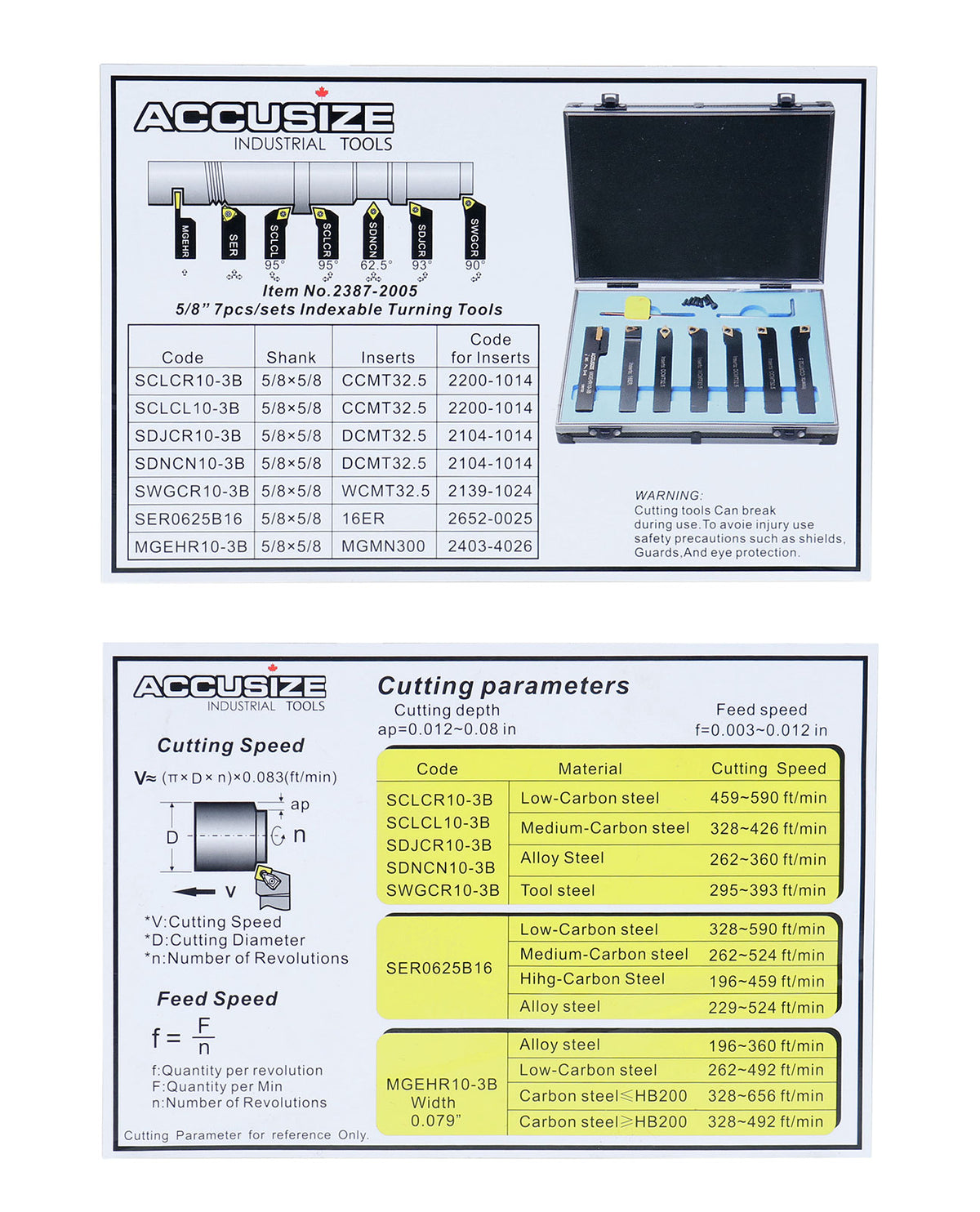 7 pcs Outils de tournage en carbure indexables avec inserts supplémentaires