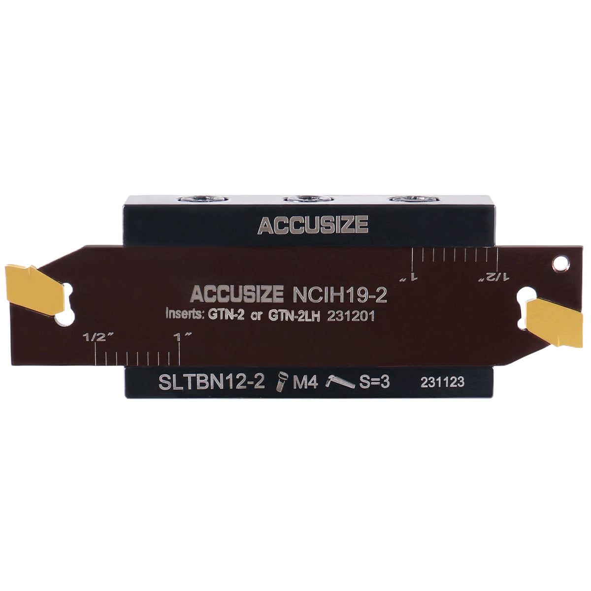 1/2'' Self-Lock Block Sltbn12-2 with 10 Pcs Gtn-2 Carbide Inserts and 1 Pc 0.087'' - 0.094'' Width Ncih19-2 Blade, 2410-0012