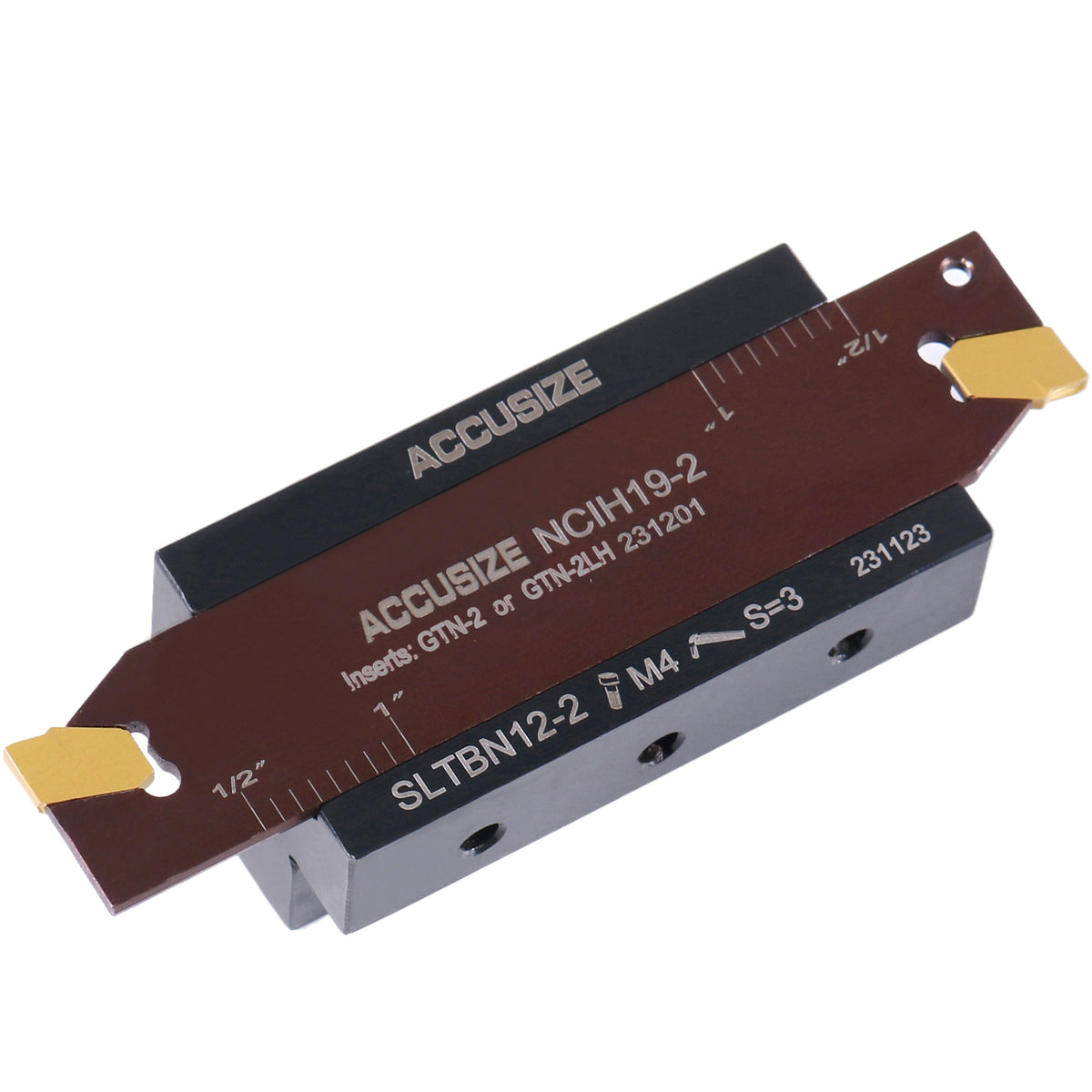 1/2'' Self-Lock Block Sltbn12-2 with 10 Pcs Gtn-2 Carbide Inserts and 1 Pc 0.087'' - 0.094'' Width Ncih19-2 Blade, 2410-0012