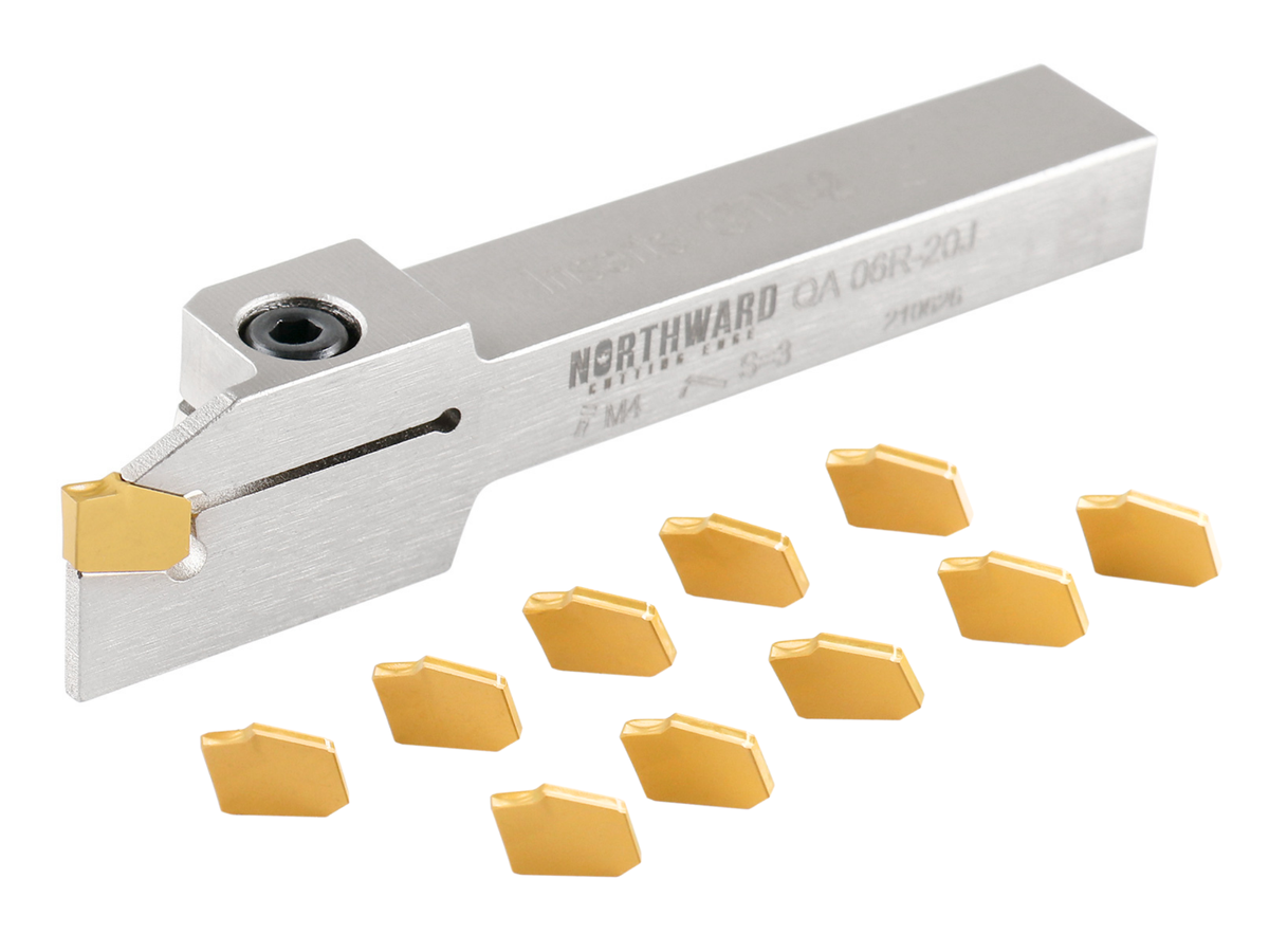 Porte-rainures et coupures indexables robustes avec embouts GTN extra 10 enrobés en carbure étN, 3/8", 1/2', 3/4", & 1", main droite
