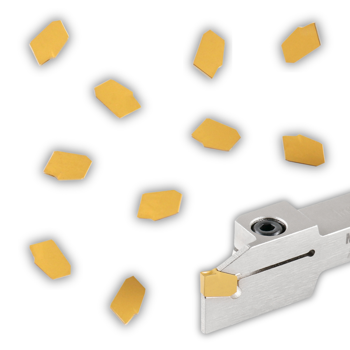 Porte-rainures et coupures indexables robustes avec embouts GTN extra 10 enrobés en carbure étN, 3/8", 1/2', 3/4", & 1", main droite